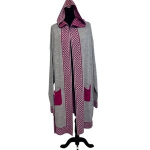 ANZ Gray and Pink Hooded Cardigan. Size L